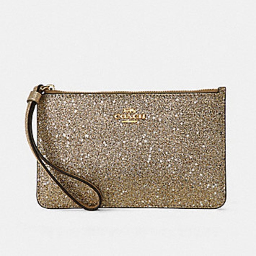 Coach Small Wristlet with Star Glitter Print